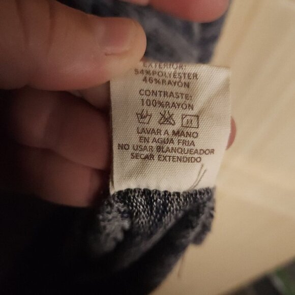 Mystree Blue Heathered Mixed Material Soft Stretchy Long Sleeve Top Large - Picture 6 of 6